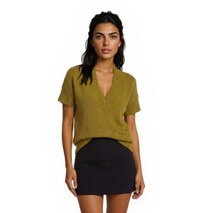 Worth Thick 100% Cashmere Sweater Tunic Women's Size Small Mustard Yellow V-Neck